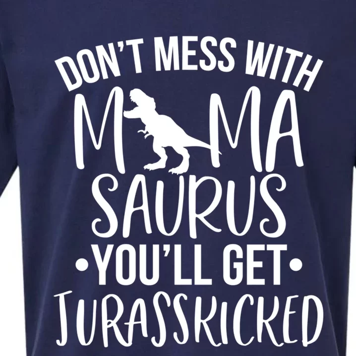 Funny Don't Mess With Mamasaurus For Moms And Mothers Design Gift Sueded Cloud Jersey T-Shirt