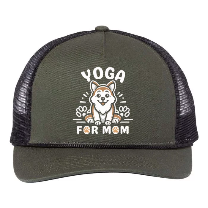 Funny Dog Mom Doing Yoga Funny MotherS Day Gift Retro Rope Trucker Hat Cap