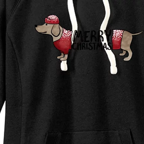 Fun Dachshund Merry Christmas Doxie Wiener Weenie Meaningful Gift Women's Fleece Hoodie