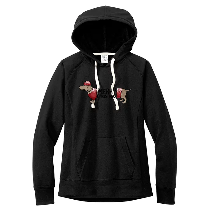 Fun Dachshund Merry Christmas Doxie Wiener Weenie Meaningful Gift Women's Fleece Hoodie