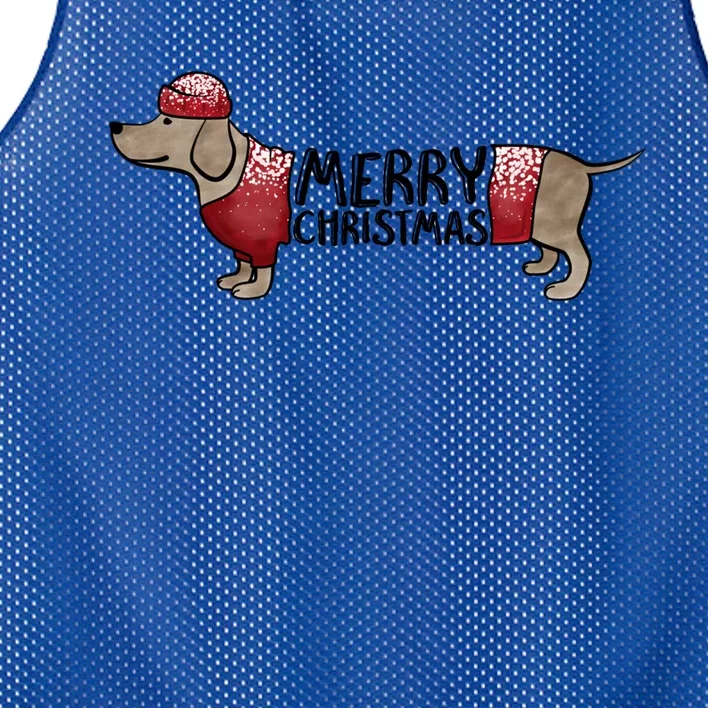 Fun Dachshund Merry Christmas Doxie Wiener Weenie Meaningful Gift Mesh Reversible Basketball Jersey Tank