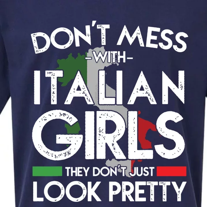 Funny Dont Mess With Italian Girls Italy Flag Pride Roots Sueded Cloud Jersey T-Shirt