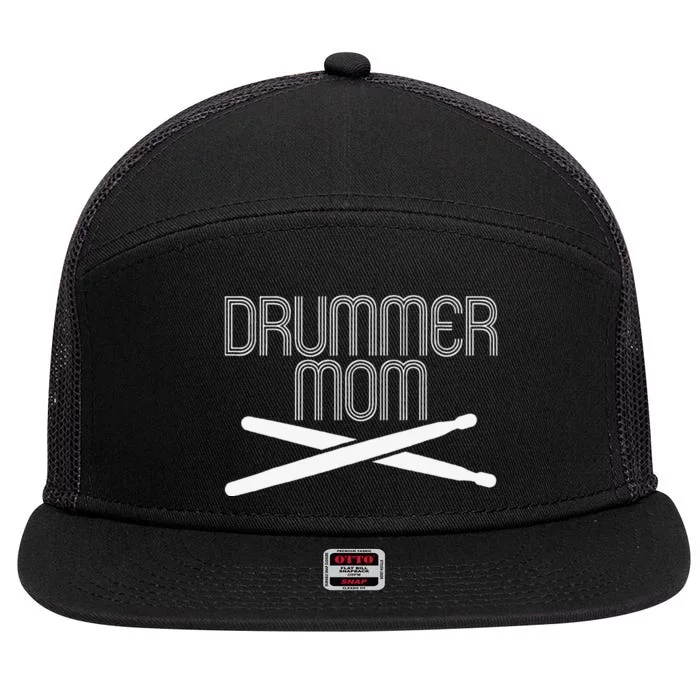 Funny Drummer Moms Drum Lovers Mother's Day Gifts 7 Panel Mesh Trucker Snapback Hat