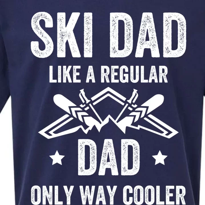 Fathers Day Novelty For Cool Ski Dad Gift Sueded Cloud Jersey T-Shirt