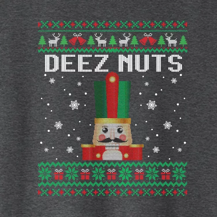 Funny Deez Nuts Nutcracker Gifts Ugly Christmas Women's Crop Top Tee