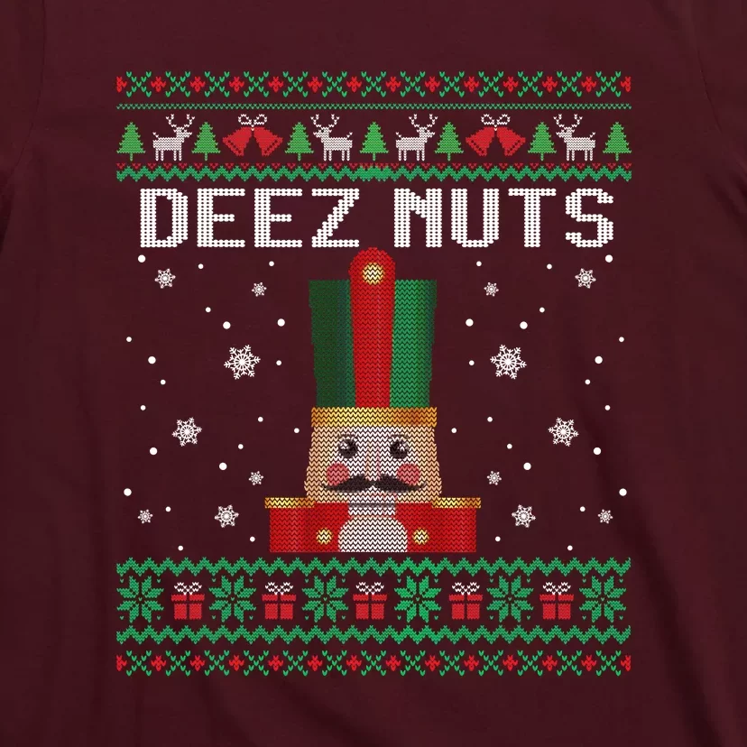 Funny Deez Nuts Nutcracker Gifts Ugly Christmas T-Shirt