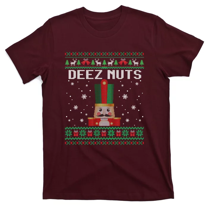 Funny Deez Nuts Nutcracker Gifts Ugly Christmas T-Shirt