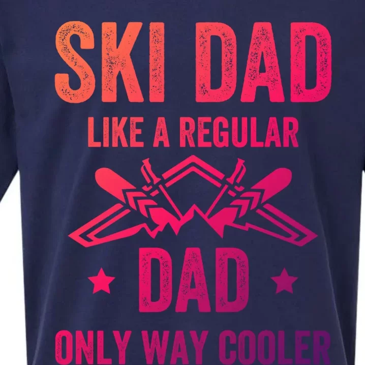 Fathers Day Novelty For Cool Ski Dad Gift Sueded Cloud Jersey T-Shirt