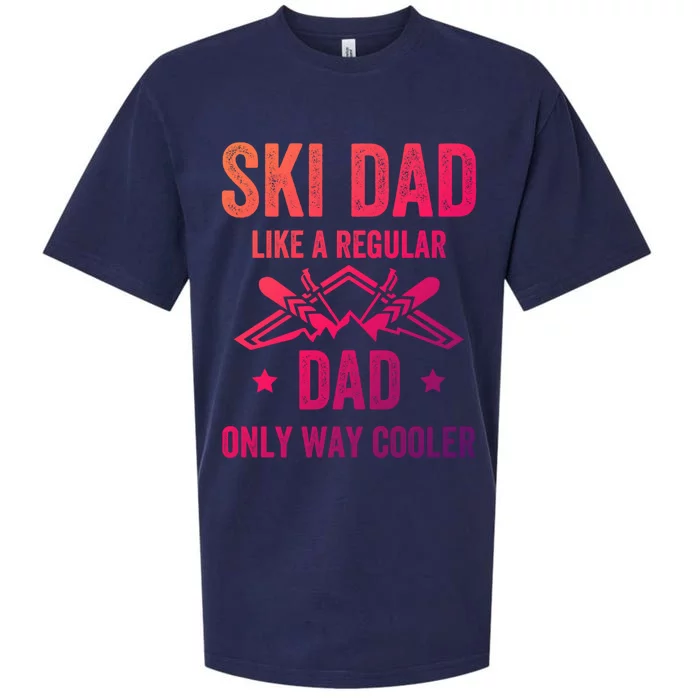 Fathers Day Novelty For Cool Ski Dad Gift Sueded Cloud Jersey T-Shirt