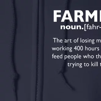 Farming Definition Noun Gift Funny Farmer Gift Full Zip Hoodie