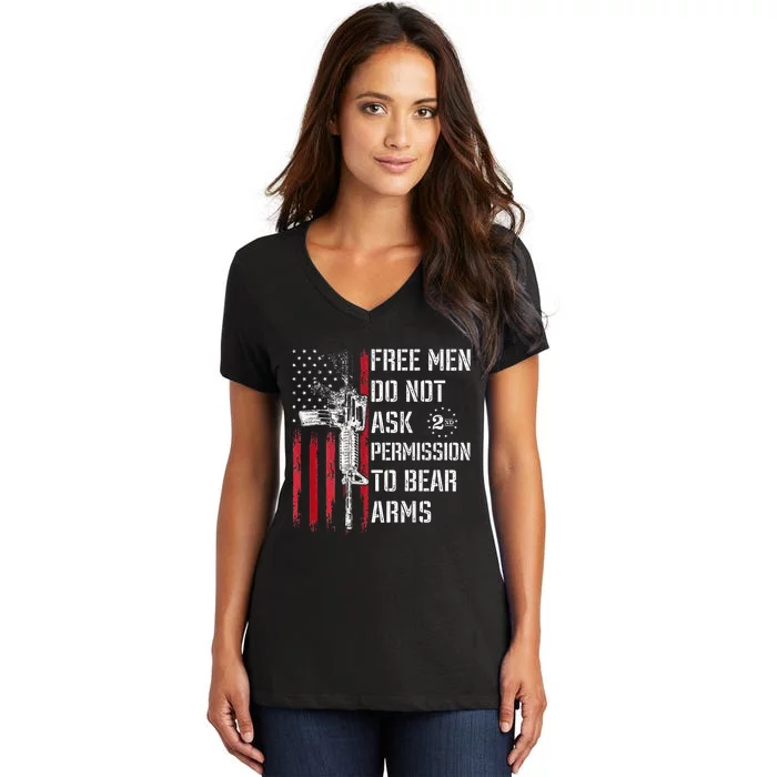 Free Do Not Ask Permission To Bear Arms Pro 2a Women's V-Neck T-Shirt