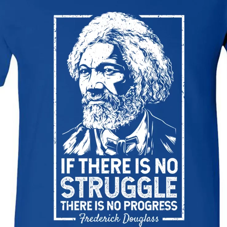 Frederick Douglas No Struggle Progress Black History Gift V-Neck T-Shirt