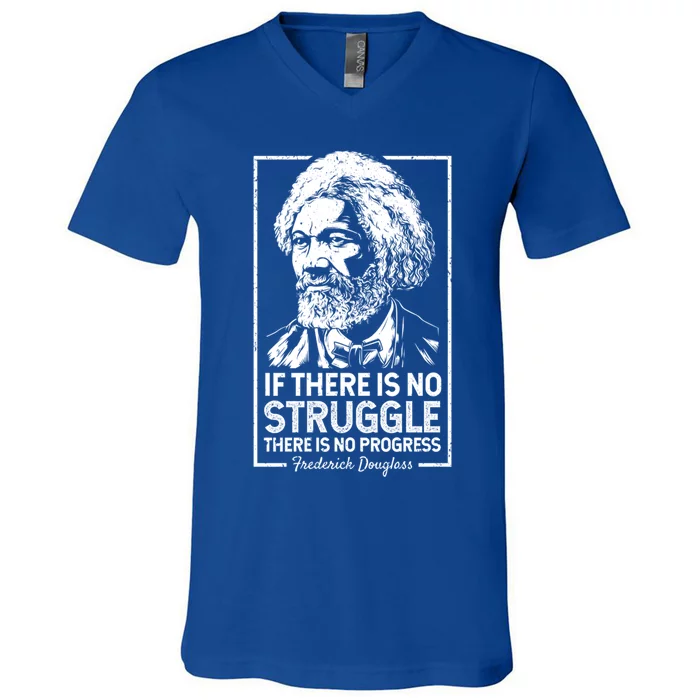 Frederick Douglas No Struggle Progress Black History Gift V-Neck T-Shirt