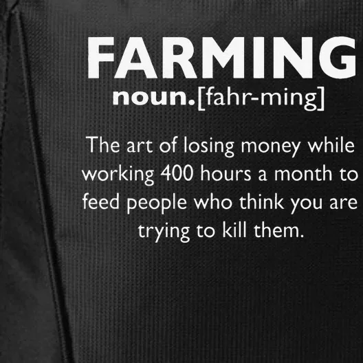 Farming Definition Noun Gift Funny Farmer City Backpack