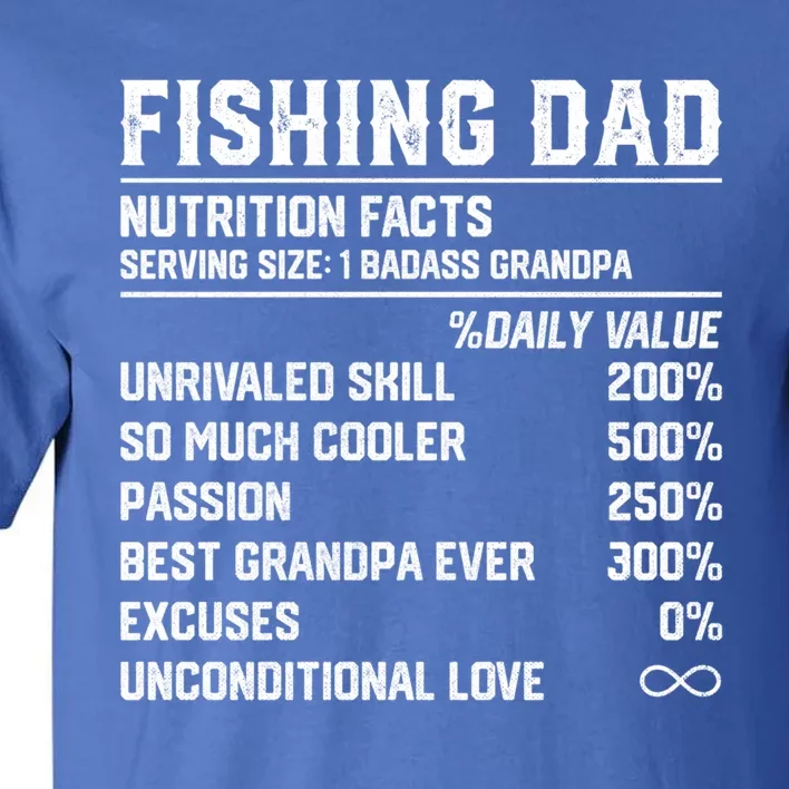 Fishing Dad Nutrition Facts Funny Bass Fish Dad Gift Tall T-Shirt