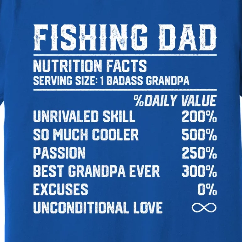 Fishing Dad Nutrition Facts Funny Bass Fish Dad Gift Premium T-Shirt