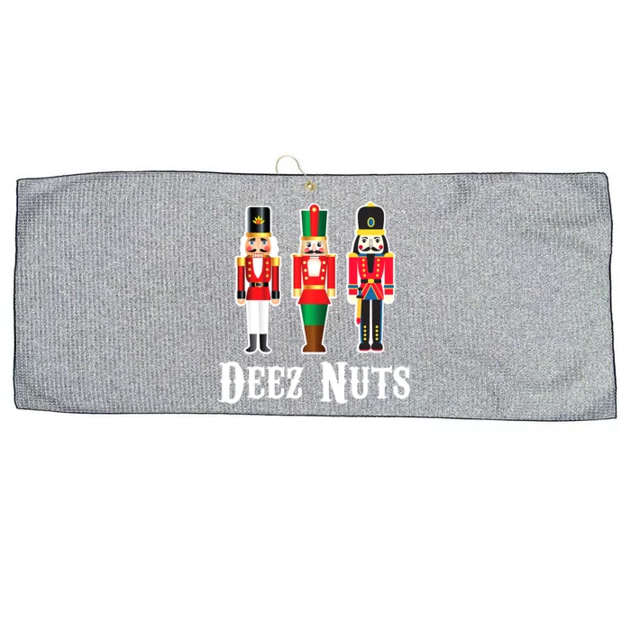 Funny Deez Nuts Nutcracker Crew Ugly Christmas Large Microfiber Waffle Golf Towel