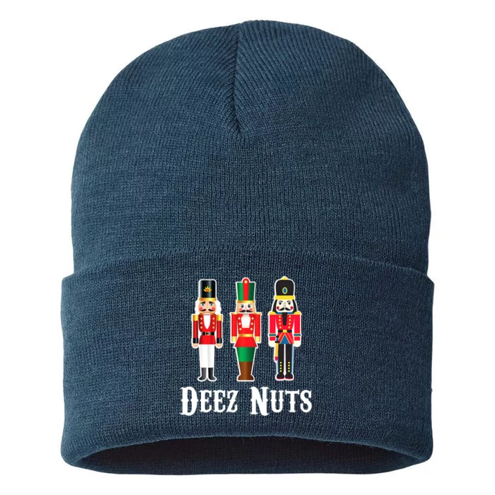 Funny Deez Nuts Nutcracker Crew Ugly Christmas Sustainable Knit Beanie