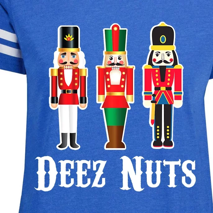 Funny Deez Nuts Nutcracker Crew Ugly Christmas Enza Ladies Jersey Football T-Shirt