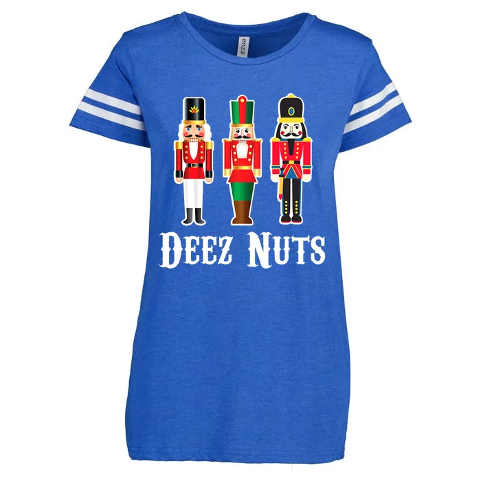 Funny Deez Nuts Nutcracker Crew Ugly Christmas Enza Ladies Jersey Football T-Shirt