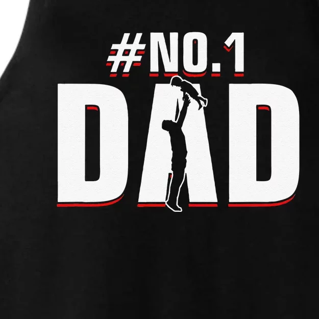 Fathers Day Number 1 Dad No. 1 Father Appreciation Ladies Tri-Blend Wicking Tank