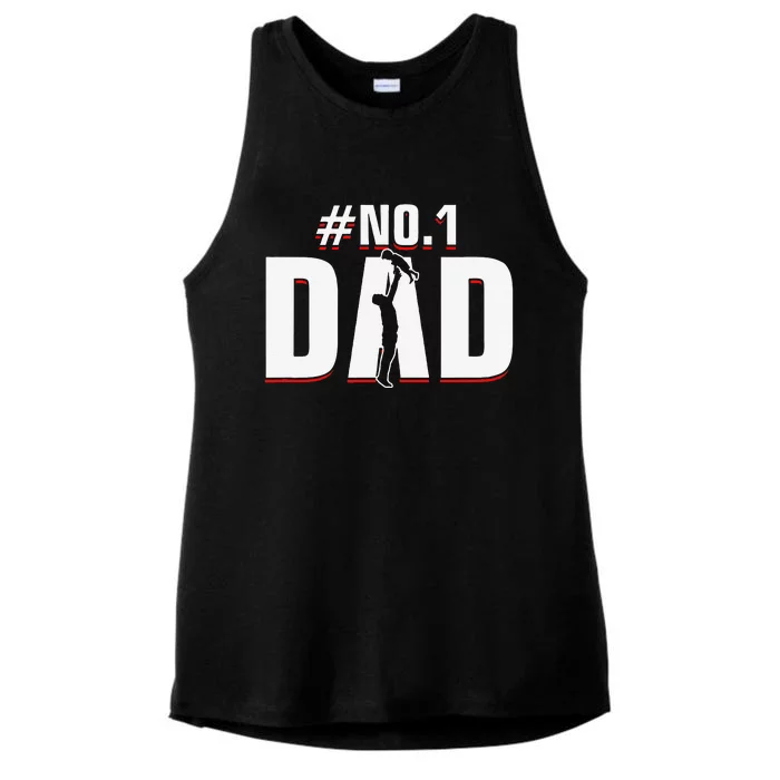 Fathers Day Number 1 Dad No. 1 Father Appreciation Ladies Tri-Blend Wicking Tank