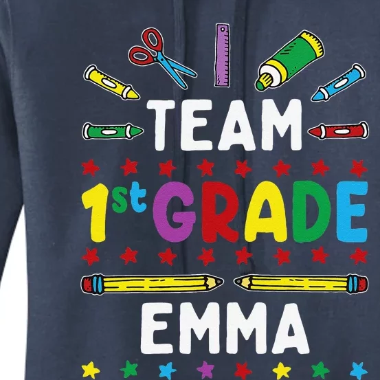 First Day Of School Team 1st Grade Emma Funny Group Women's Pullover Hoodie