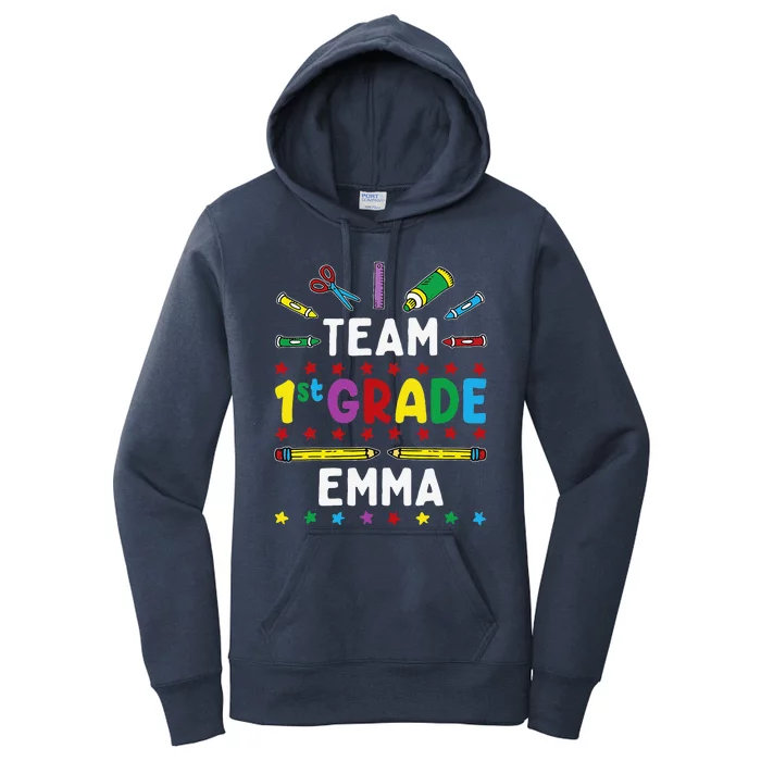 First Day Of School Team 1st Grade Emma Funny Group Women's Pullover Hoodie