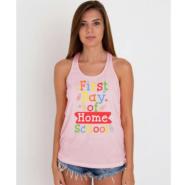 First Day Of School Homeschool Teacher Women's Knotted Racerback Tank