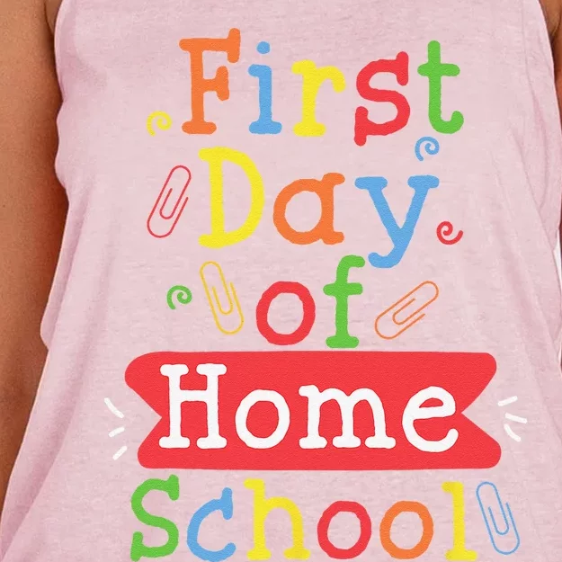 First Day Of School Homeschool Teacher Women's Knotted Racerback Tank