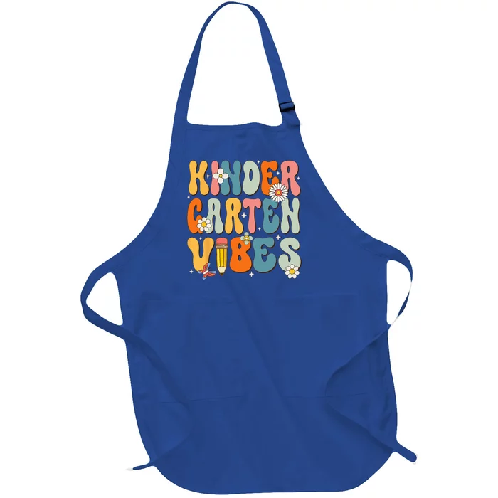 First Day Of School Kindergarten Vibes Back To School Full-Length Apron With Pocket