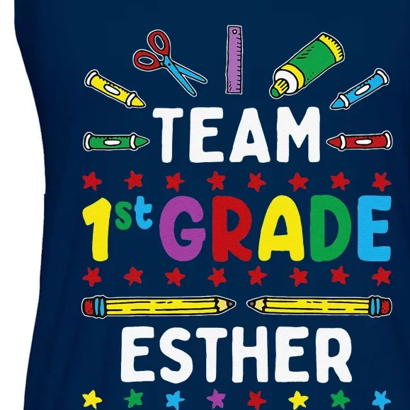 First Day Of School Team 1st Grade Esther Name Group Ladies Essential Flowy Tank