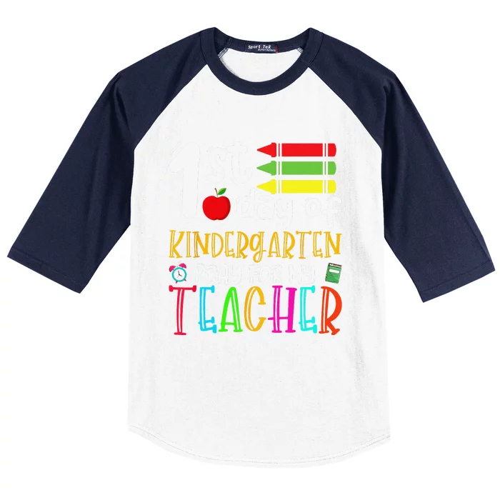 First Day Of Kindergarten Pray For My Teacher Back To School Baseball Sleeve Shirt