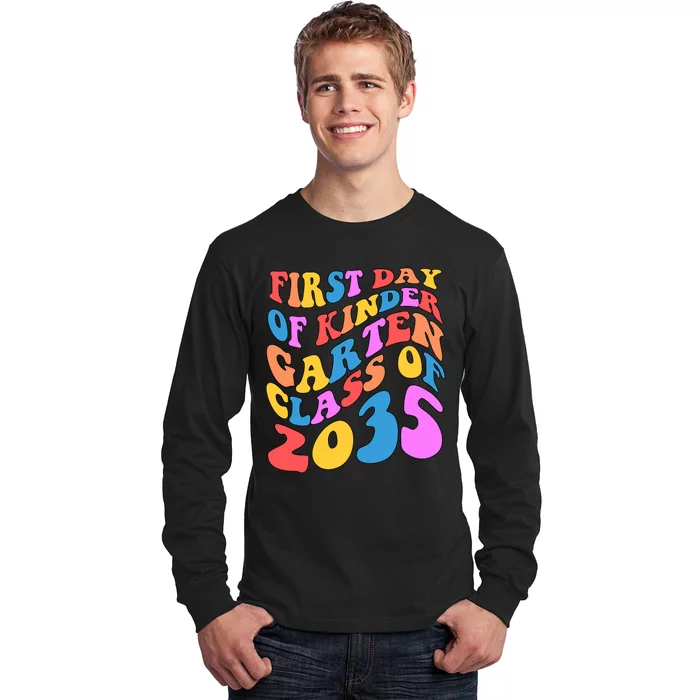 First Day Of Kindergarten Class Of 2035 Colorful Long Sleeve Shirt