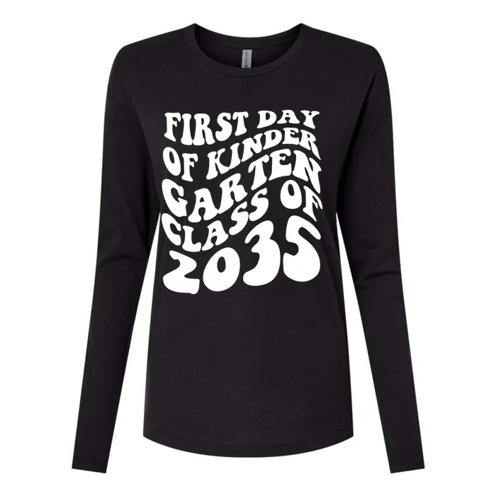 First Day Of Kindergarten Class Of 2035 Retro Womens Cotton Relaxed Long Sleeve T-Shirt