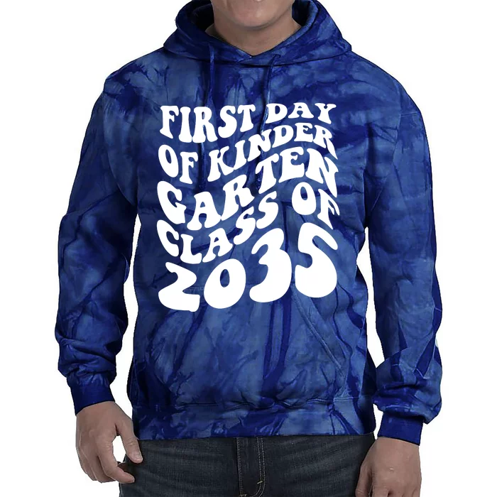 First Day Of Kindergarten Class Of 2035 Retro Tie Dye Hoodie