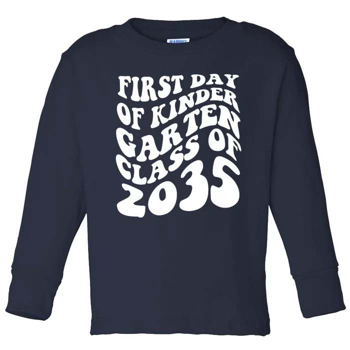 First Day Of Kindergarten Class Of 2035 Retro Toddler Long Sleeve Shirt