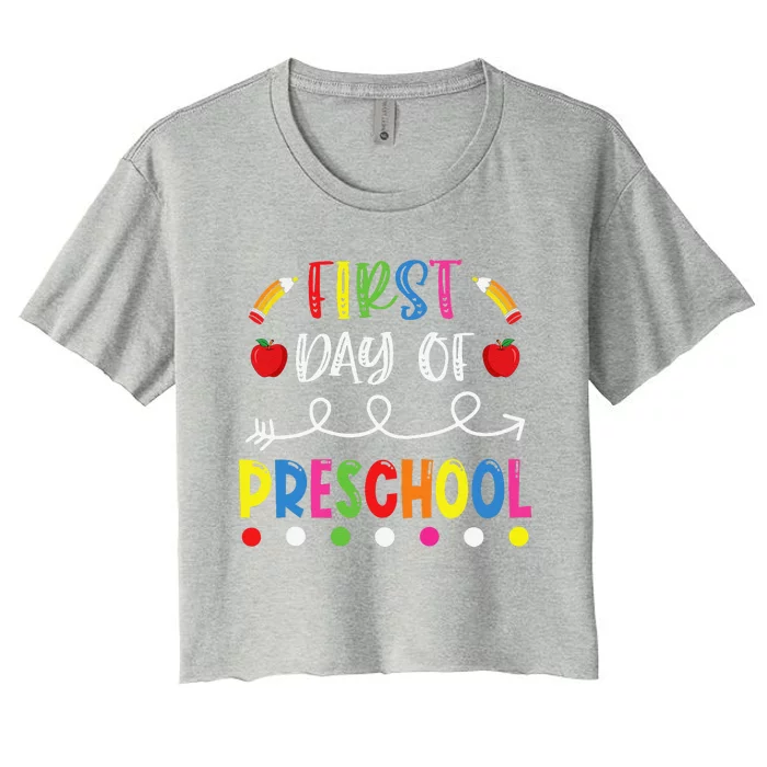 First Day Of Preschool Back To School Teacher Students Women's Crop Top Tee