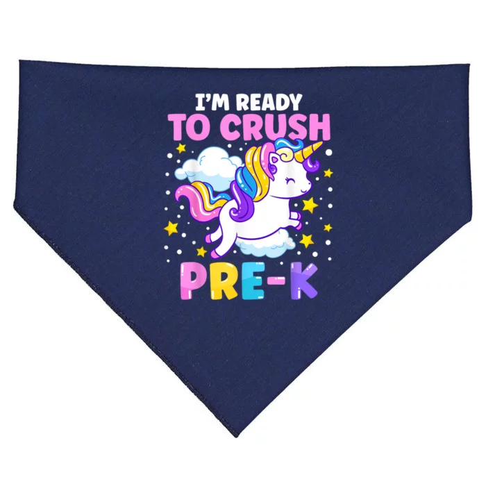 First Day Of Preschool Im Ready To Crush PreK Unicorn Kids USA-Made Doggie Bandana