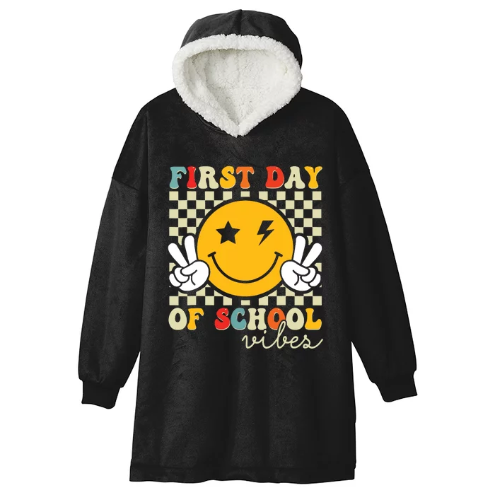 First Day Of School Vibes Back To School Teachers Students Hooded Wearable Blanket