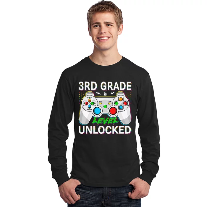 First Day Of 3rd Grade Level Unlocked School Gamer Kids Long Sleeve Shirt