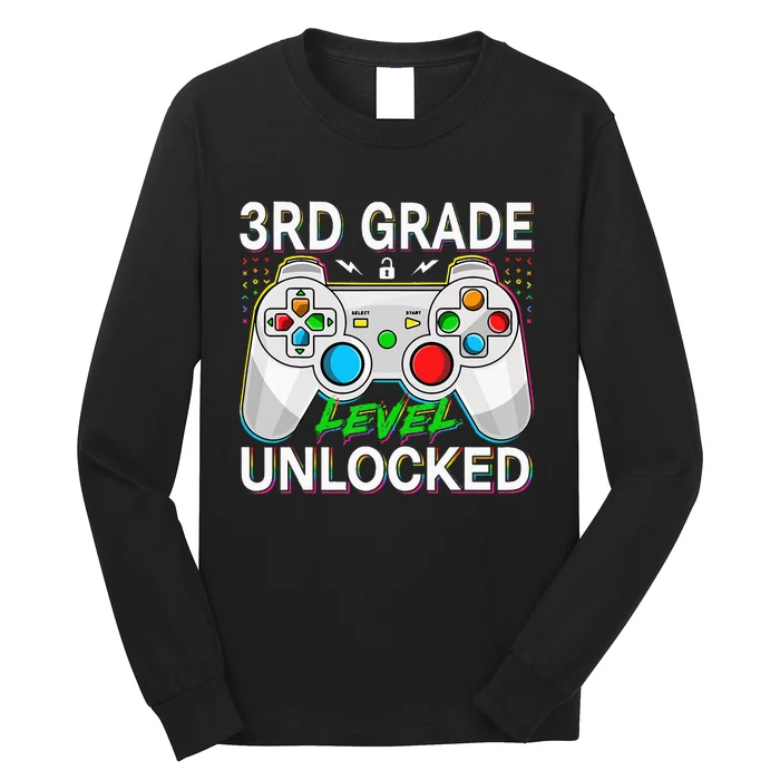 First Day Of 3rd Grade Level Unlocked School Gamer Kids Long Sleeve Shirt