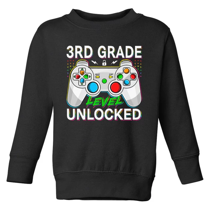 First Day Of 3rd Grade Level Unlocked School Gamer Kids Toddler Sweatshirt