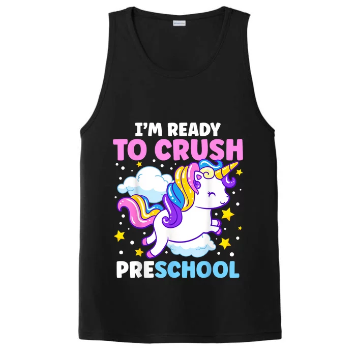 First Day Of PreK Im Ready To Crush Preschool Unicorn Kids Performance Tank