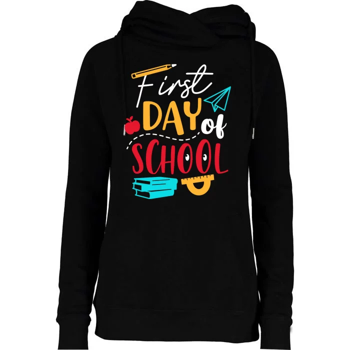 First Day Of School Cute Gift Womens Funnel Neck Pullover Hood