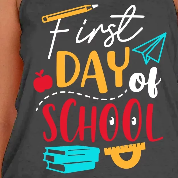 First Day Of School Cute Gift Women's Knotted Racerback Tank