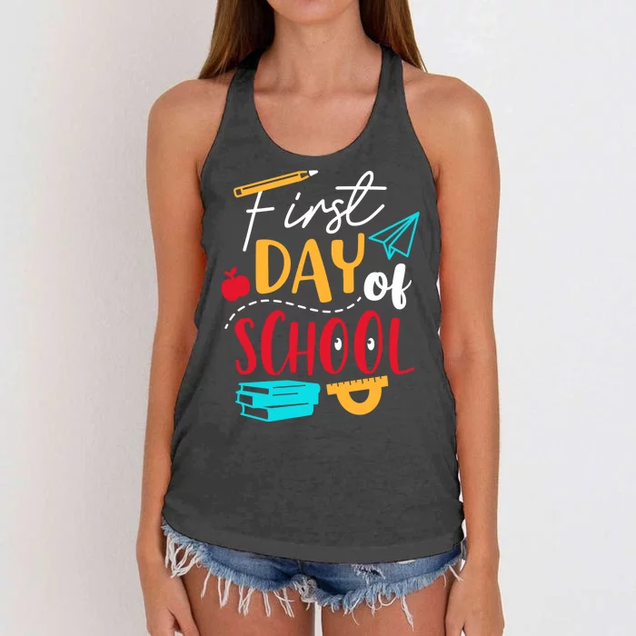 First Day Of School Cute Gift Women's Knotted Racerback Tank