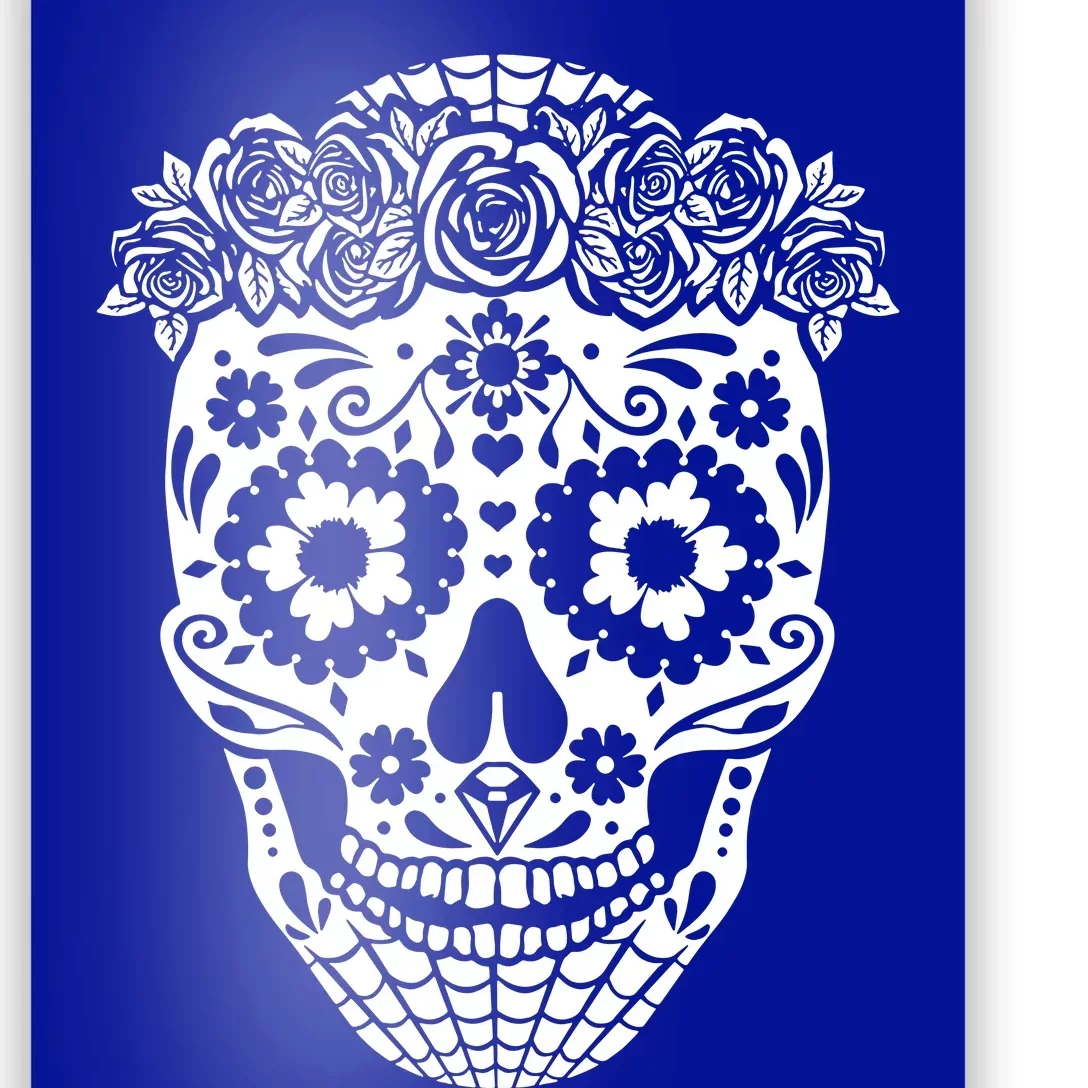 Floral Day Of The Dead Skull Sugar Skull Halloween Poster