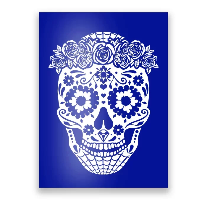 Floral Day Of The Dead Skull Sugar Skull Halloween Poster