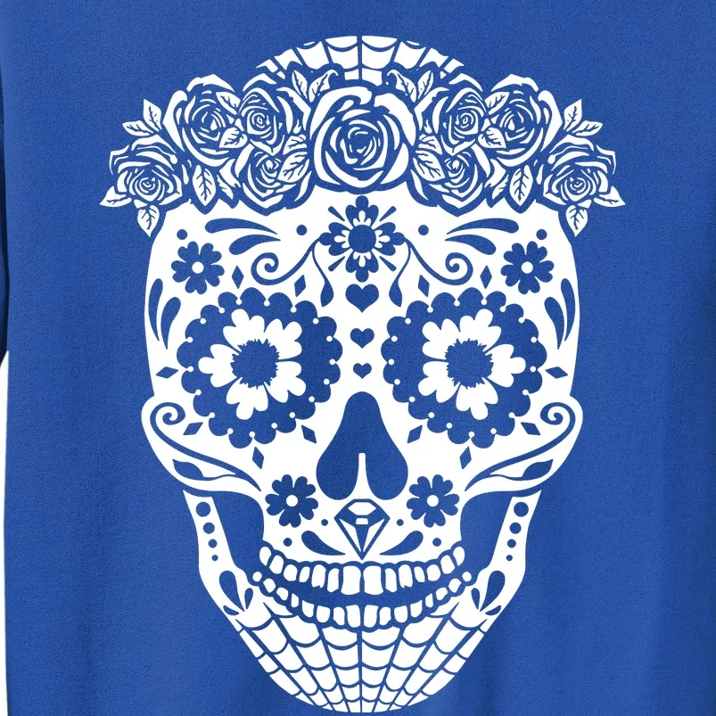 Floral Day Of The Dead Skull Sugar Skull Halloween Tall Sweatshirt